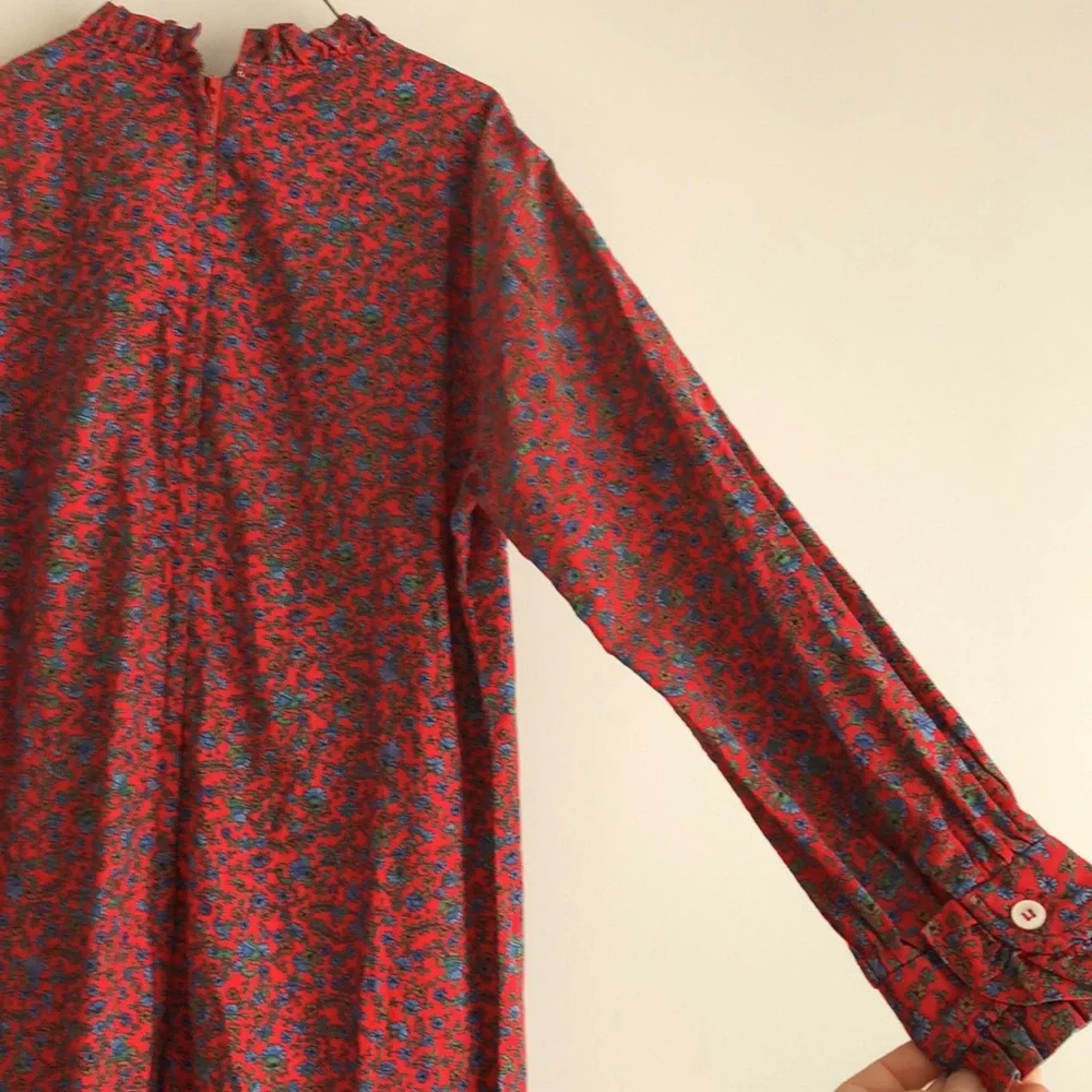 Vintage Red + Blue Flowered Frock - Picture 8 of 9
